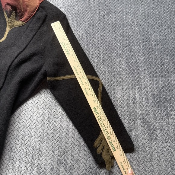 Covelo Wool Jacket XL Floral Embroidered Art Wear‎ Silk Collar Asymmetrical Zip - Picture 13 of 13